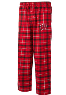 Wisconsin Badgers Mens Red Ledger Plaid Sleep Pants