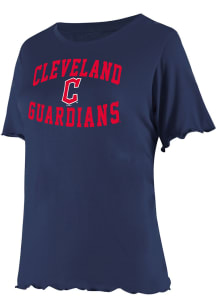 Cleveland Guardians Womens Navy Blue Flowy Short Sleeve T-Shirt