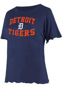 Detroit Tigers Womens Navy Blue Flowy Short Sleeve T-Shirt