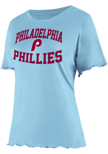 Philadelphia Phillies Womens Light Blue Flowy Short Sleeve T-Shirt