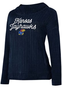 Kansas Jayhawks Womens Navy Blue Linger Hooded Sweatshirt