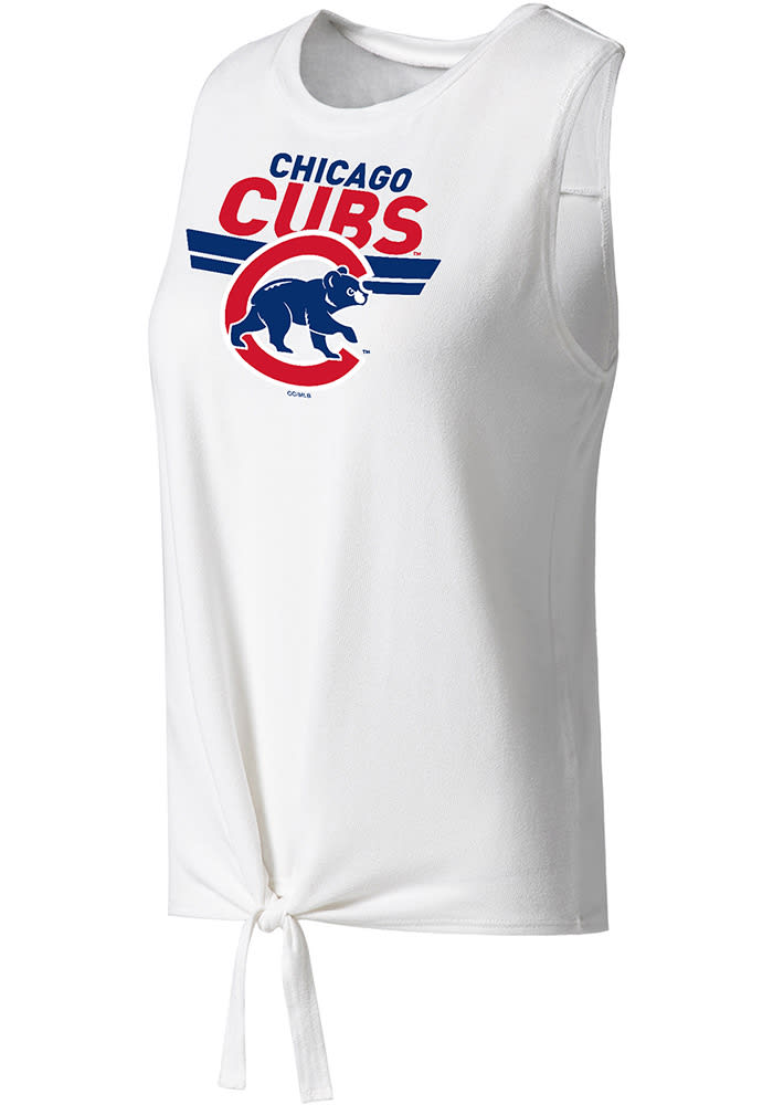College Concepts LLC Chicago Cubs Women's White Tie Front Tank Top, White, 55% Rayon / 40% Polyester / 5% SPANDEX, Size M, Rally House