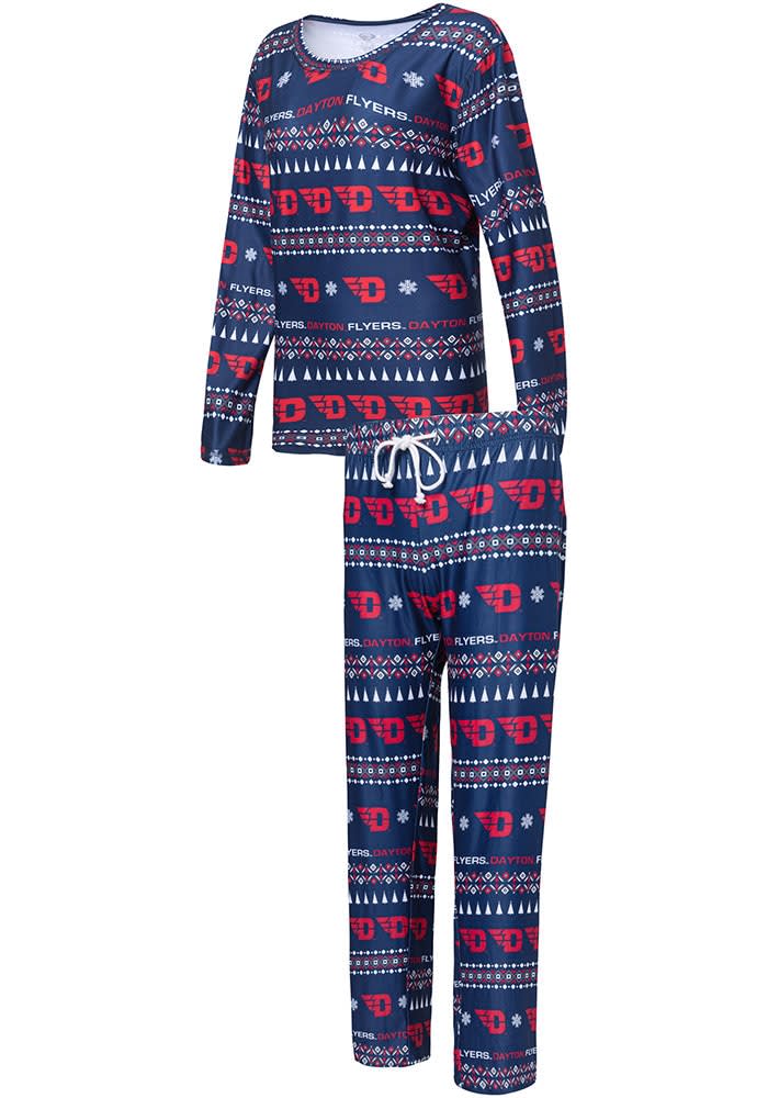 Dayton Flyers Womens Navy Blue Flurry PJ Set