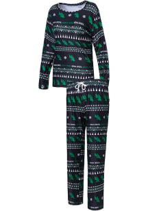 North Texas Mean Green Womens Black Flurry PJ Set