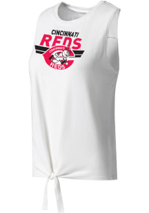 Cincinnati Reds Womens White Tie Front Tank Top