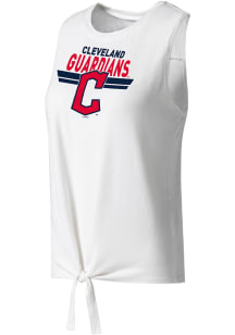 Cleveland Guardians Womens White Tie Front Tank Top