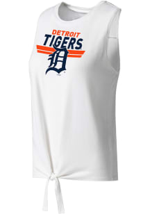 Detroit Tigers Womens White Tie Front Tank Top