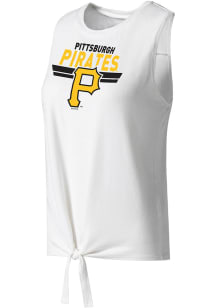 Pittsburgh Pirates Womens White Tie Front Tank Top