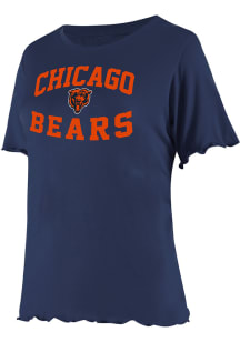 Chicago Bears Womens Navy Blue Flowy Short Sleeve T-Shirt