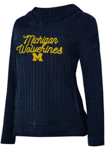 Michigan Wolverines Womens Navy Blue Linger Hooded Sweatshirt