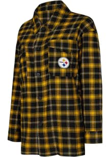 Pittsburgh Steelers Womens Black Boyfriend Loungewear Sleep Shirt