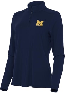 Womens Michigan Wolverines Blue Antigua Letterwinners M Club Intent Qtr Zip