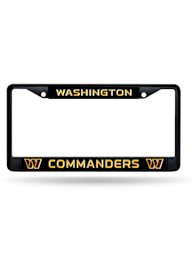 Washington Commanders Black Chrome Design Graphic License Plate Frame - Black