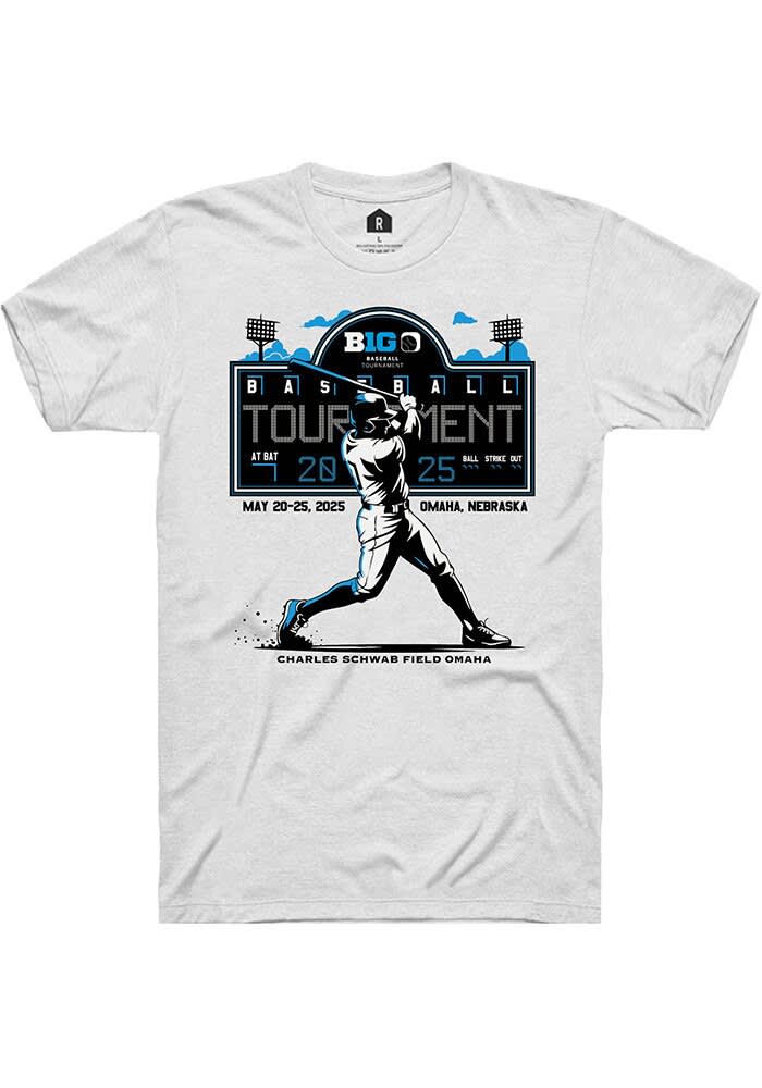 Rally White Big Ten 2025 Baseball Tournament Short Sleeve T Shirt ...