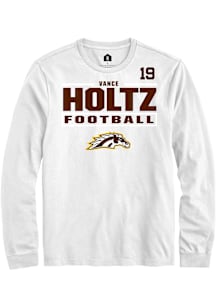 Vance Holtz Western Michigan Broncos White Football NIL Stacked Box Long Sleeve Player T Shirt