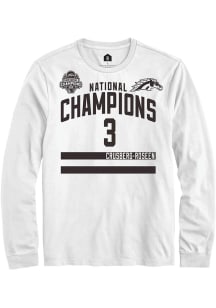 Cole Crusberg-Roseen Mens White Western Michigan Broncos NIL 2025 National Champions Shirzee Long..