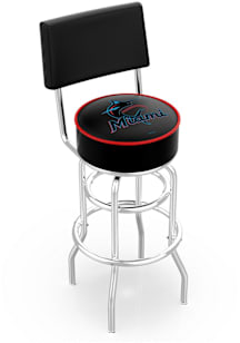 Miami Marlins Double-Ring Swivel with Back Pub Stool - Silver