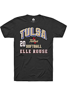 Elle Rouse Tulsa Golden Hurricane Black NIL Arch Logo Short Sleeve Player T Shirt
