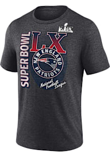 New England Patriots Charcoal 2025 Superbowl Participant LX Retro Bound Short Sleeve Fashion T Shi..