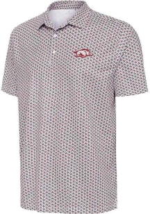 Antigua Arkansas Razorbacks Mens White Star Short Sleeve Polo
