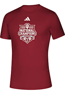 Adidas Indiana Hoosiers Red 2025 College Football National Champions Official Team Logo Short Slee..