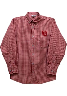Vive La Fete Utah Utes Toddler Red Gingham Long Sleeve Polo