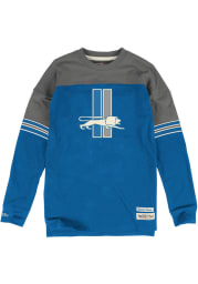 Mitchell and Ness Detroit Lions Blue Pump fake Long Sleeve T Shirt