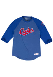 Mitchell and Ness Chicago Cubs Grey Raglan Long Sleeve Fashion T Shirt