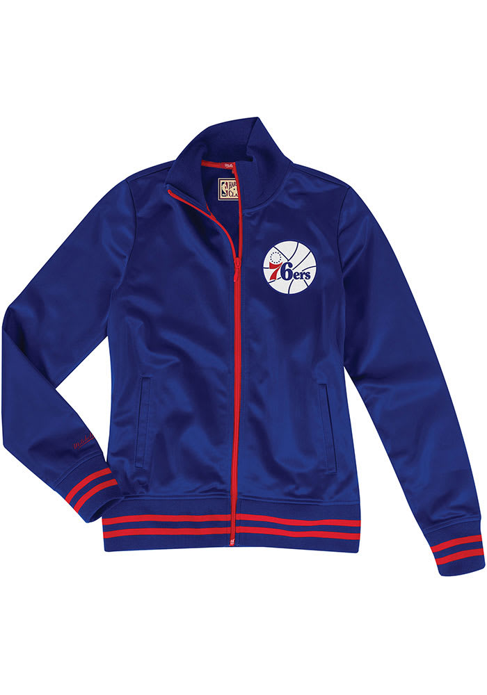 Mitchell and Ness Philadelphia 76ers Womens Blue Traditional Long Sleeve Track Jacket