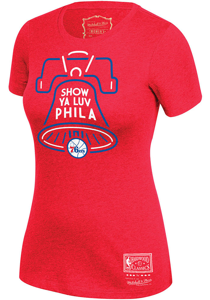 Mitchell and Ness Philadelphia 76ers Womens Red BWT Short Sleeve T-Shirt