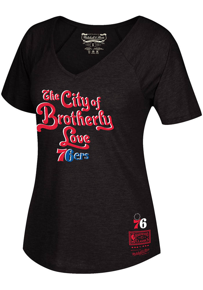 Mitchell and Ness Philadelphia 76ers Womens Charcoal BWVT Short Sleeve T-Shirt