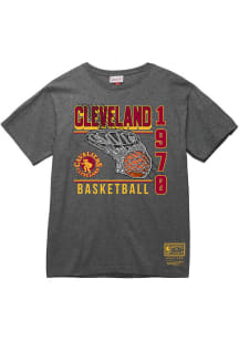 Mitchell and Ness Cleveland Cavaliers Grey Baskets Short Sleeve Fashion T Shirt