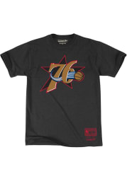 Mitchell and Ness Philadelphia 76ers Mens Grey Pushed Logo Short Sleeve Fashion T Shirt