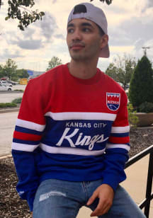 Mitchell and Ness Kansas City Kings Mens Blue Head Coach Long Sleeve Fashion Sweatshirt