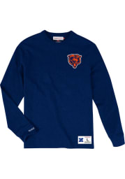 Mitchell and Ness Chicago Bears Navy Blue Slub Long Sleeve Fashion T Shirt