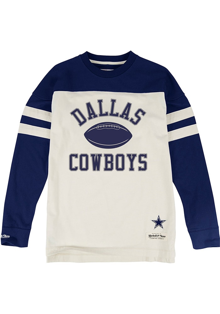 Mitchell and Ness Dallas Cowboys Brown Swing Pass Long Sleeve Fashion T Shirt