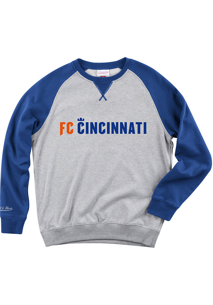 Mitchell and Ness FC Cincinnati Mens Grey Turf Fleece Long Sleeve Fashion Sweatshirt