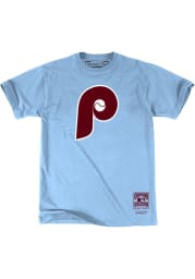 Mitchell and Ness Philadelphia Phillies Light Blue Logo Traditional Short Sleeve Fashion T Shirt