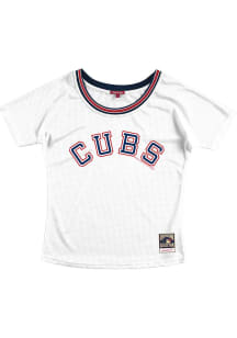 Chicago Cubs Womens Mitchell and Ness Slouchy Mesh Scoop Fashion Baseball Jersey - White