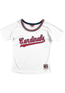 St Louis Cardinals Womens Mitchell and Ness Slouchy Mesh Scoop Fashion Baseball Jersey - White