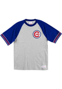 Mitchell and Ness Chicago Cubs Grey Team Captain Short Sleeve Fashion T Shirt