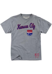 Mitchell and Ness Kansas City Kings Grey Kings City Wordmark Short Sleeve Fashion T Shirt