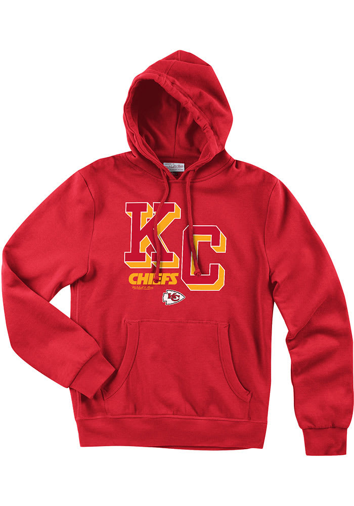 Mitchell and Ness Kansas City Chiefs Mens Red Block Long Sleeve Hoodie