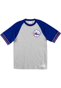 Mitchell and Ness Philadelphia 76ers Grey Team Captain Short Sleeve Fashion T Shirt