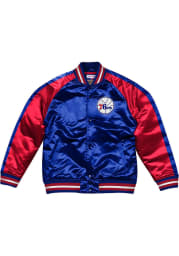 Mitchell and Ness Philadelphia 76ers Mens Blue Color Blocked Medium Weight Jacket