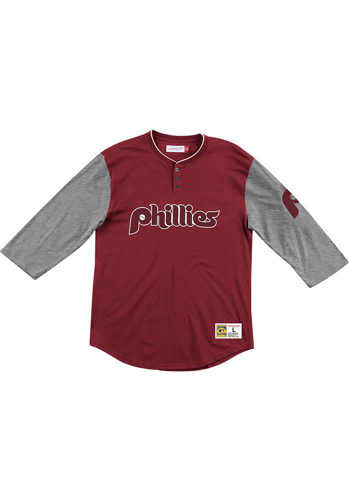 Mitchell and Ness Philadelphia Phillies Maroon Franchise Long Sleeve Fashion T Shirt