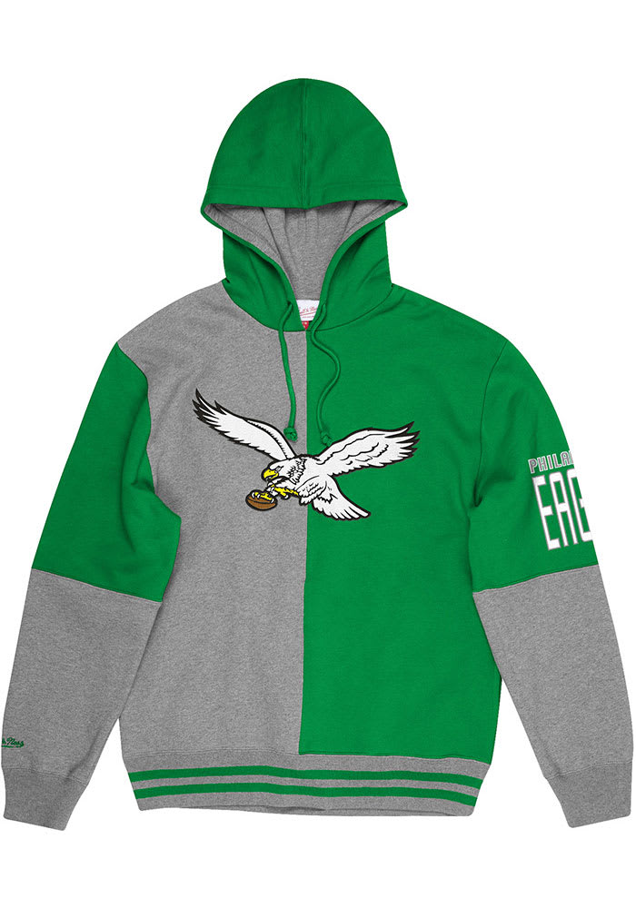 Outerstuff (Mitchell & Ness) Mitchell and Ness Philadelphia Eagles Youth Kelly Green Retro Logo Long Sleeve Hoodie, Kelly Green, Cotton/Poly Blend, Si