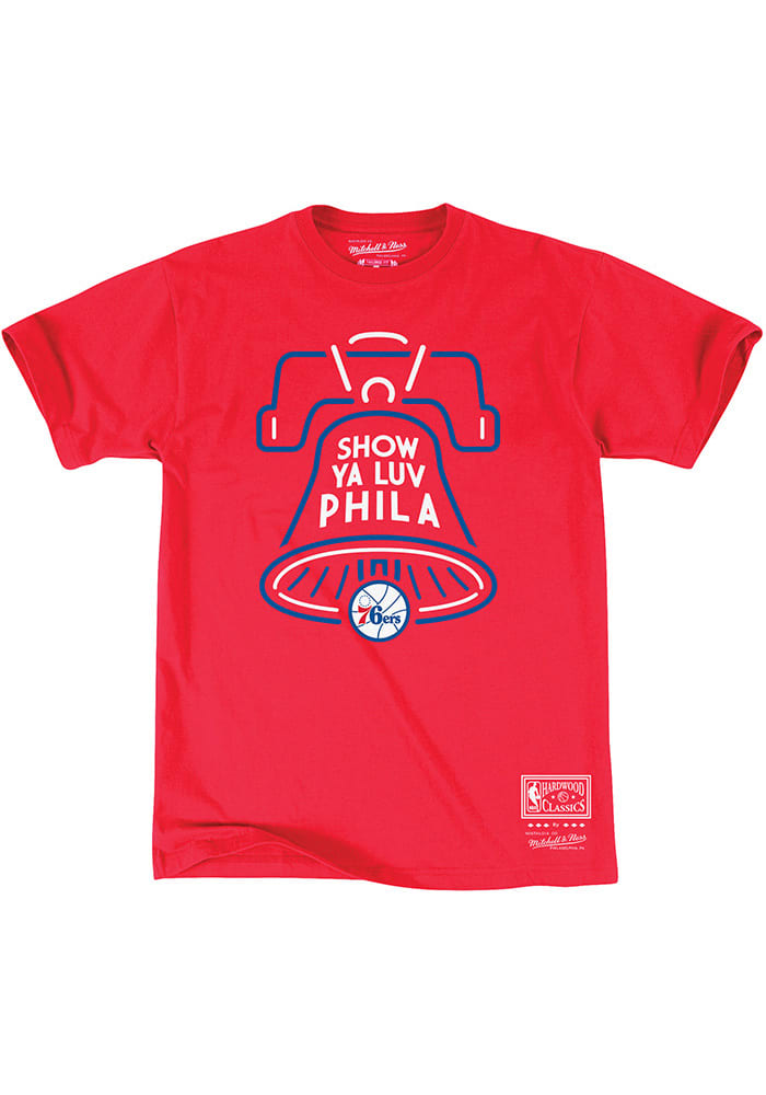 Mitchell and Ness Philadelphia 76ers Red Bell Short Sleeve Fashion T Shirt