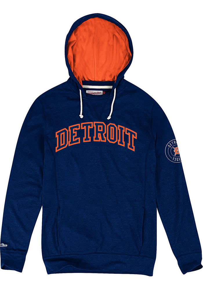 Mitchell and Ness Detroit Tigers Mens Navy Blue Away Team Fashion Hood