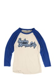 Mitchell and Ness Sporting Kansas City Womens White Script Long Sleeve Crew T-Shirt